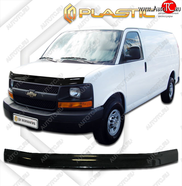 2 099 р. Дефлектор капота CA-Plastic  Chevrolet Express  GMT610 (2002-2014) рестайлинг (classic черный, без надписи)  с доставкой в г. Краснодар