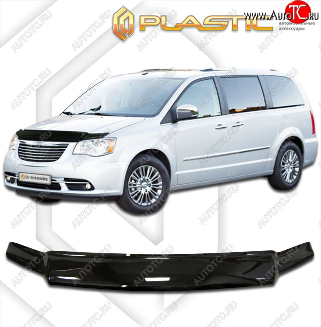 2 159 р. Дефлектор капота CA-Plastic  Chrysler Grand Voyager (2011-2016)  рестайлинг (classic черный, без надписи)  с доставкой в г. Краснодар