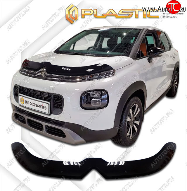 2 079 р. Дефлектор капота CA-Plastic  CITROEN C3 Aircross (2017-2021) дорестайлинг (classic черный, без надписи)  с доставкой в г. Краснодар