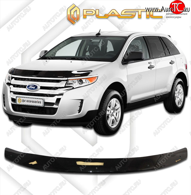 1 999 р. Дефлектор капота CA-Plastic  Ford Edge  U387 (2011-2015) рестайлинг (classic черный, без надписи)  с доставкой в г. Краснодар