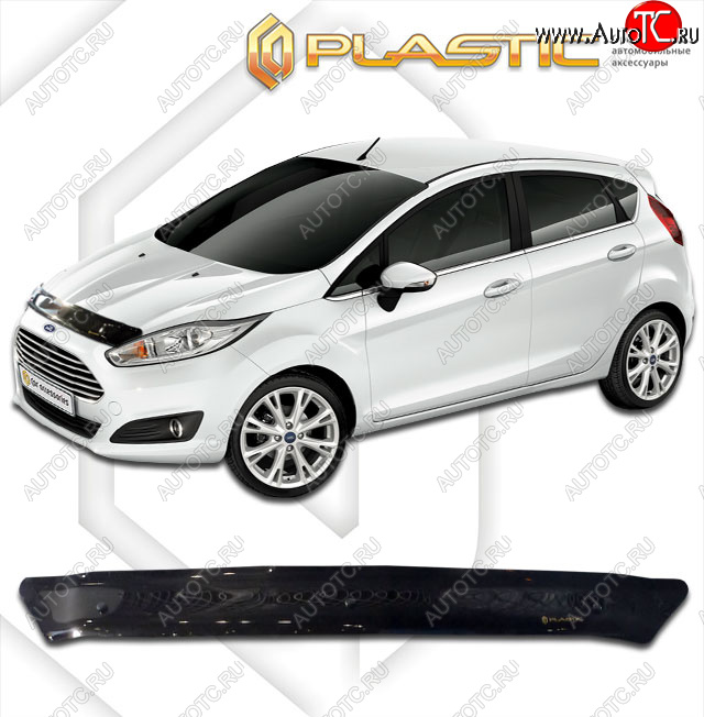 1 999 р. Дефлектор капота CA-Plastic  Ford Fiesta  6 (2012-2019) хэтчбэк 3 дв. рестайлинг, хэтчбэк 5 дв. рестайлинг (classic черный, без надписи)  с доставкой в г. Краснодар