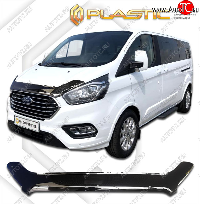 2 079 р. Дефлектор капота CA-Plastic  Ford Tourneo Custom (2017-2021) рестайлинг (classic черный, без надписи)  с доставкой в г. Краснодар