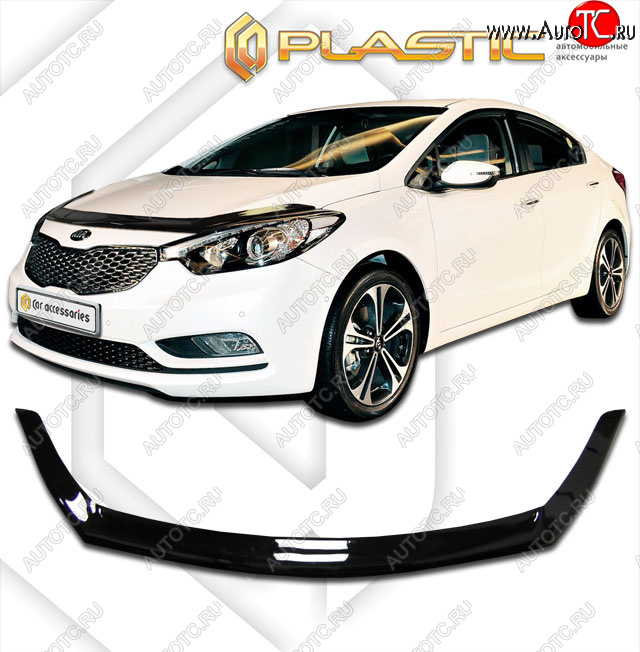 2 269 р. Дефлектор капота CA-Plastic  KIA Cerato  3 YD (2013-2016) дорестайлинг седан (classic черный, без надписи)  с доставкой в г. Краснодар