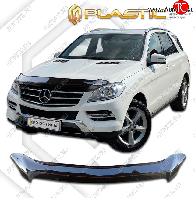 2 359 р. Дефлектор капота CA-Plastic  Mercedes-Benz ML class  W166 (2011-2015) (classic черный, без надписи)  с доставкой в г. Краснодар