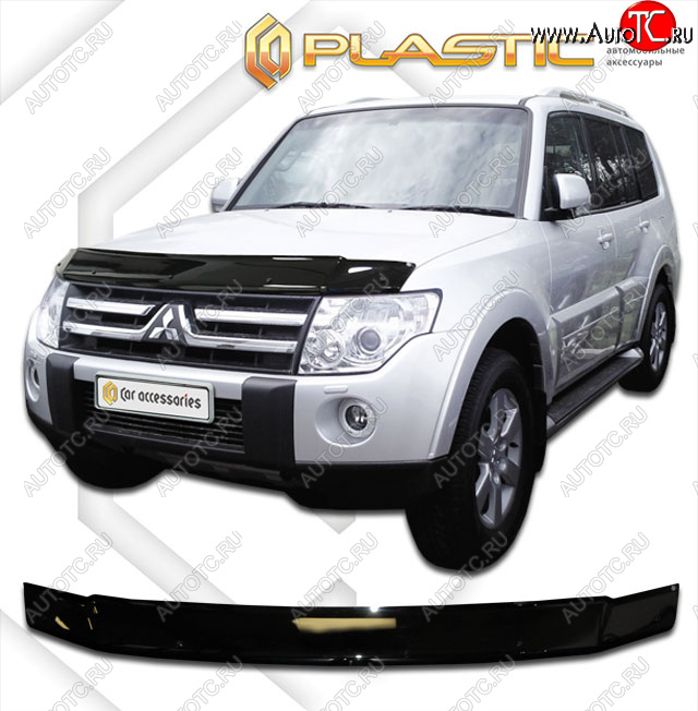 1 999 р. Дефлектор капота CA-Plastic Mitsubishi Pajero 4 V80 3 дв. 1-ый рестайлинг (2011-2014) (classic черный, без надписи)  с доставкой в г. Краснодар