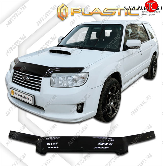 2 269 р. Дефлектор капота CA-Plastic  Subaru Forester  SG (2005-2008) рестайлинг (cерия Сlassic черный, без надписи)  с доставкой в г. Краснодар