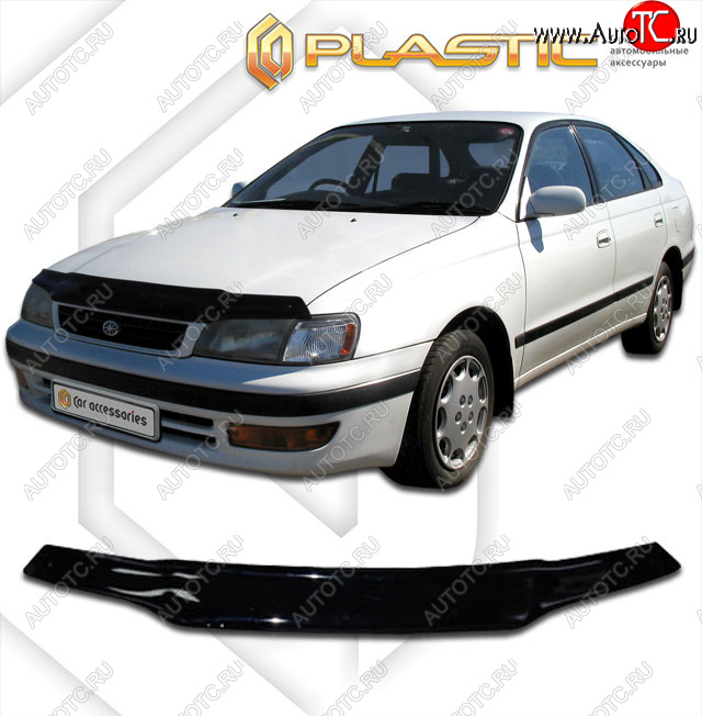 1 999 р. Дефлектор капота CA-Plastic  Toyota Carina E  T190 (1992-1997) лифтбэк дорестайлинг, седан дорестайлинг, седан рестайлинг (classic черный, без надписи)  с доставкой в г. Краснодар