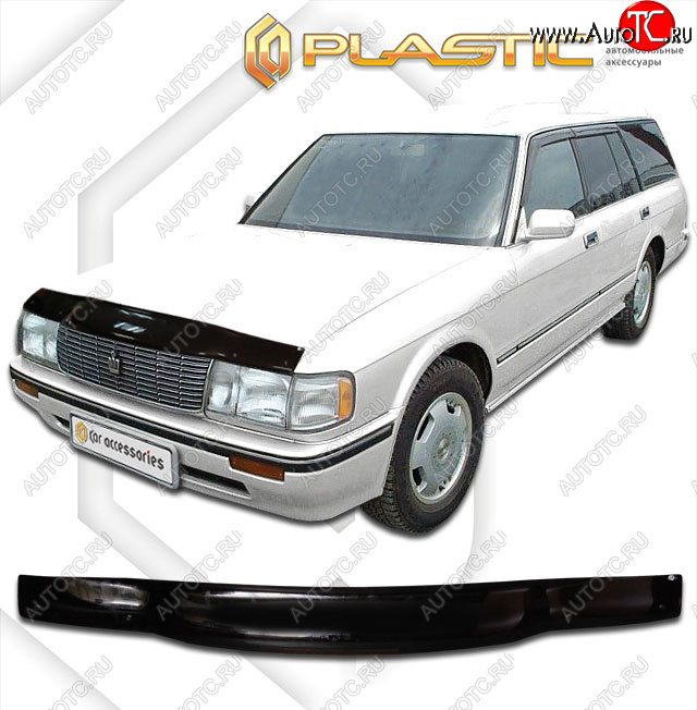 1 999 р. Дефлектор капота CA-Plastic  Toyota Crown  S130 (1991-1999) универсал 2-ой рестайлинг (classic черный, без надписи)  с доставкой в г. Краснодар