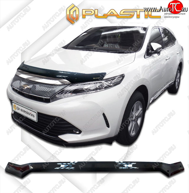 2 079 р. Дефлектор капота CA-Plastic  Toyota Harrier  XU60 (2013-2020) дорестайлинг, рестайлинг (classic черный, без надписи)  с доставкой в г. Краснодар