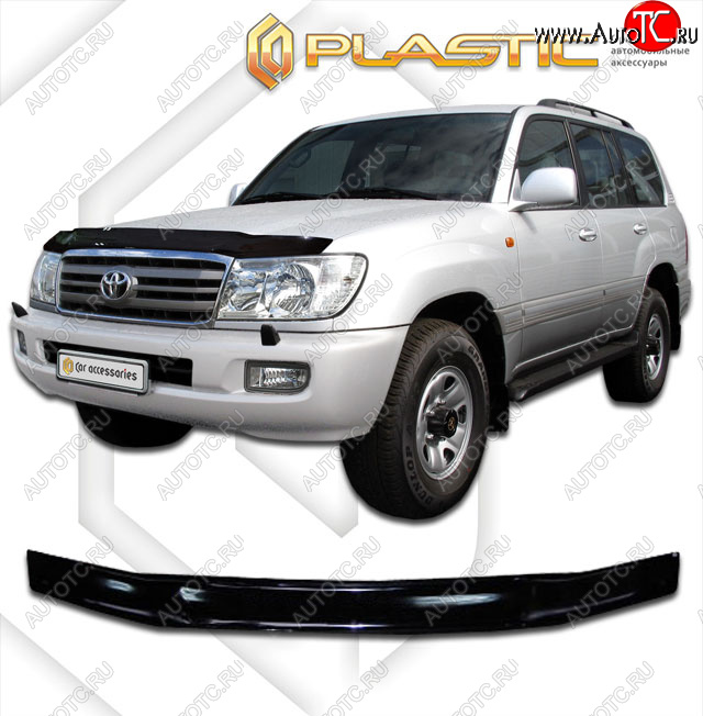 2 099 р. Дефлектор капота CA-Plastic  Toyota Land Cruiser  100 (2002-2007) 1-ый рестайлинг, 2-ой рестайлинг (classic черный, без надписи)  с доставкой в г. Краснодар