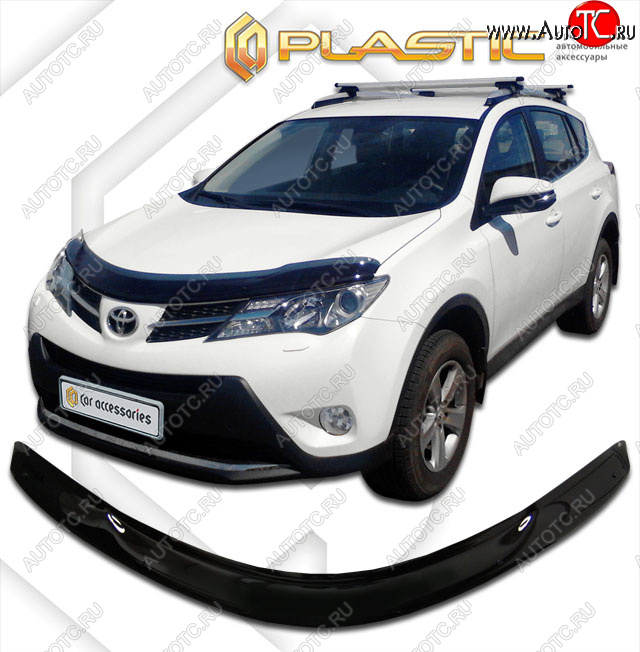 1 999 р. Дефлектор капота CA-Plastic  Toyota RAV4  XA40 (2012-2015) 5 дв. дорестайлинг (classic черный, без надписи)  с доставкой в г. Краснодар