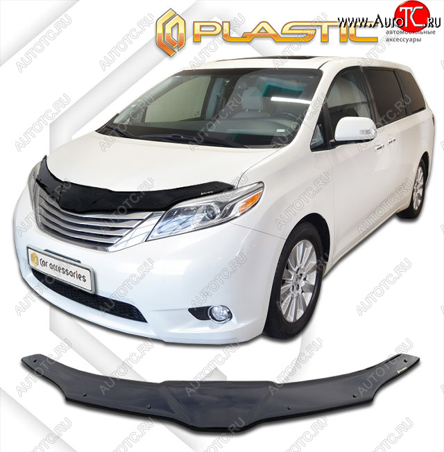 2 199 р. Дефлектор капота CA-Plastic  Toyota Sienna  XL30 (2010-2017) дорестайлинг (classic черный, без надписи)  с доставкой в г. Краснодар