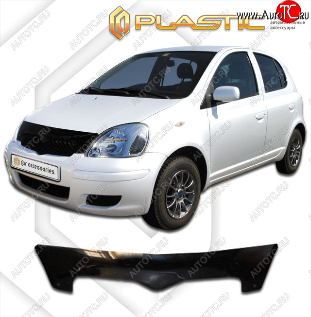 1 899 р. Дефлектор капота CA-Plastic  Toyota Yaris  XP10 (1999-2005) хэтчбэк 5 дв. (classic черный, без надписи)  с доставкой в г. Краснодар