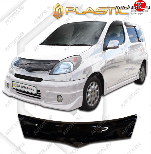 2 159 р. Дефлектор капота CA-Plastic  Toyota Yaris Verso  XP20 (1999-2006) дорестайлинг, рестайлинг (classic черный, без надписи)  с доставкой в г. Краснодар