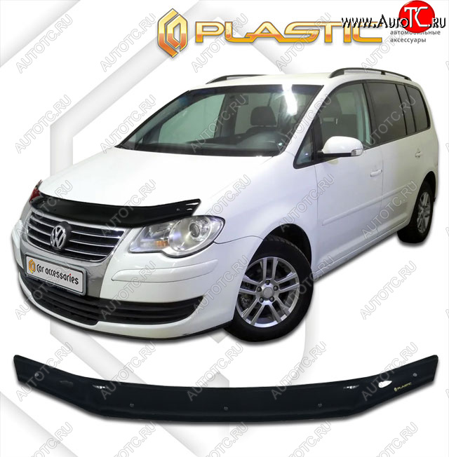 1 899 р. Дефлектор капота CA-Plastic  Volkswagen Touran  1T (2006-2010) 1-ый рестайлинг минивэн (classic черный, без надписи)  с доставкой в г. Краснодар