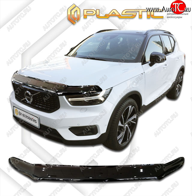 2 299 р. Дефлектор капота CA-Plastic  Volvo XC40 (2017-2022) (classic черный, без надписи)  с доставкой в г. Краснодар