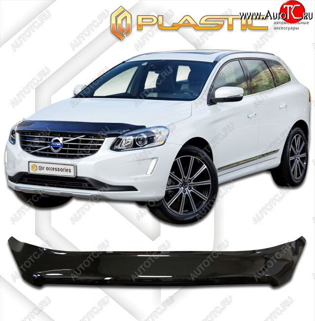 2 199 р. Дефлектор капота CA-Plastic  Volvo XC60 (2013-2017)  рестайлинг (classic черный, без надписи)  с доставкой в г. Краснодар