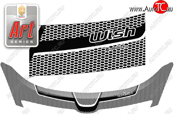 2 479 р. Дефлектор капота CA-Plastic  Toyota Wish  XE10 (2003-2005) дорестайлинг (серия ART белая)  с доставкой в г. Краснодар