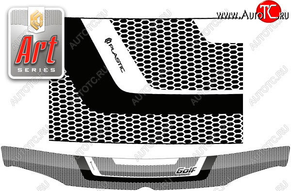 2 199 р. Дефлектор капота CA-Plastic  Volkswagen Golf  4 (1997-2003) (серия ART белая)  с доставкой в г. Краснодар