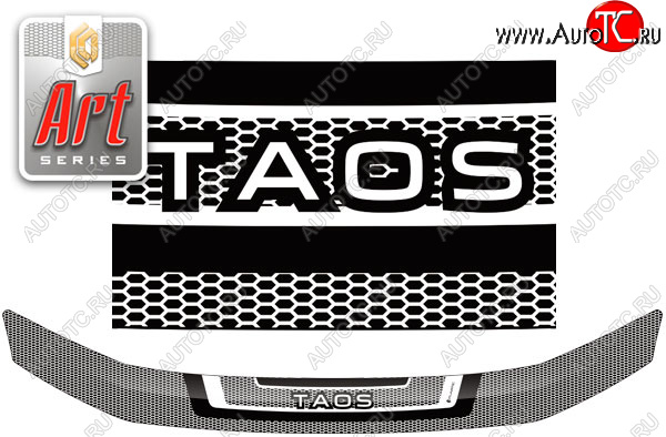 2 199 р. Дефлектор капота CA-Plastic  Volkswagen Taos (2020-2022) (серия ART белая)  с доставкой в г. Краснодар