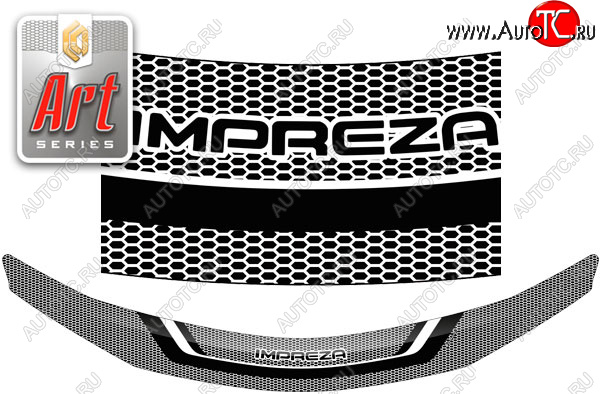 2 159 р. Дефлектор капота CA-Plastic  Subaru Impreza  GH (2007-2012) хэтчбэк (Серия Art черная)  с доставкой в г. Краснодар