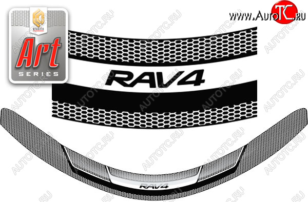 2 199 р. Дефлектор капота CA-Plastic  Toyota RAV4  XA40 (2012-2015) 5 дв. дорестайлинг (Серия Art черная)  с доставкой в г. Краснодар