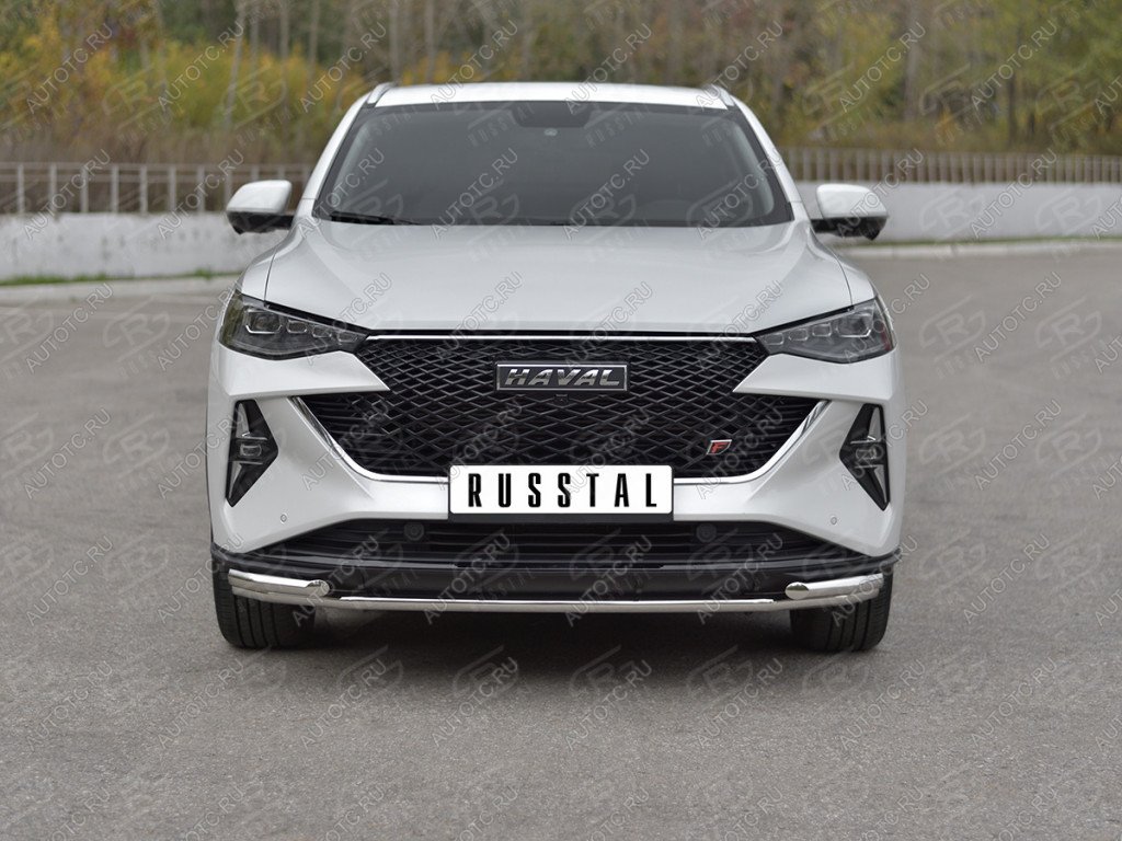 15 499 р. Защита переднего бампера d42 *42 уголки SLITKOFF  Haval F7x (2022-2024)  рестайлинг (серые)  с доставкой в г. Краснодар