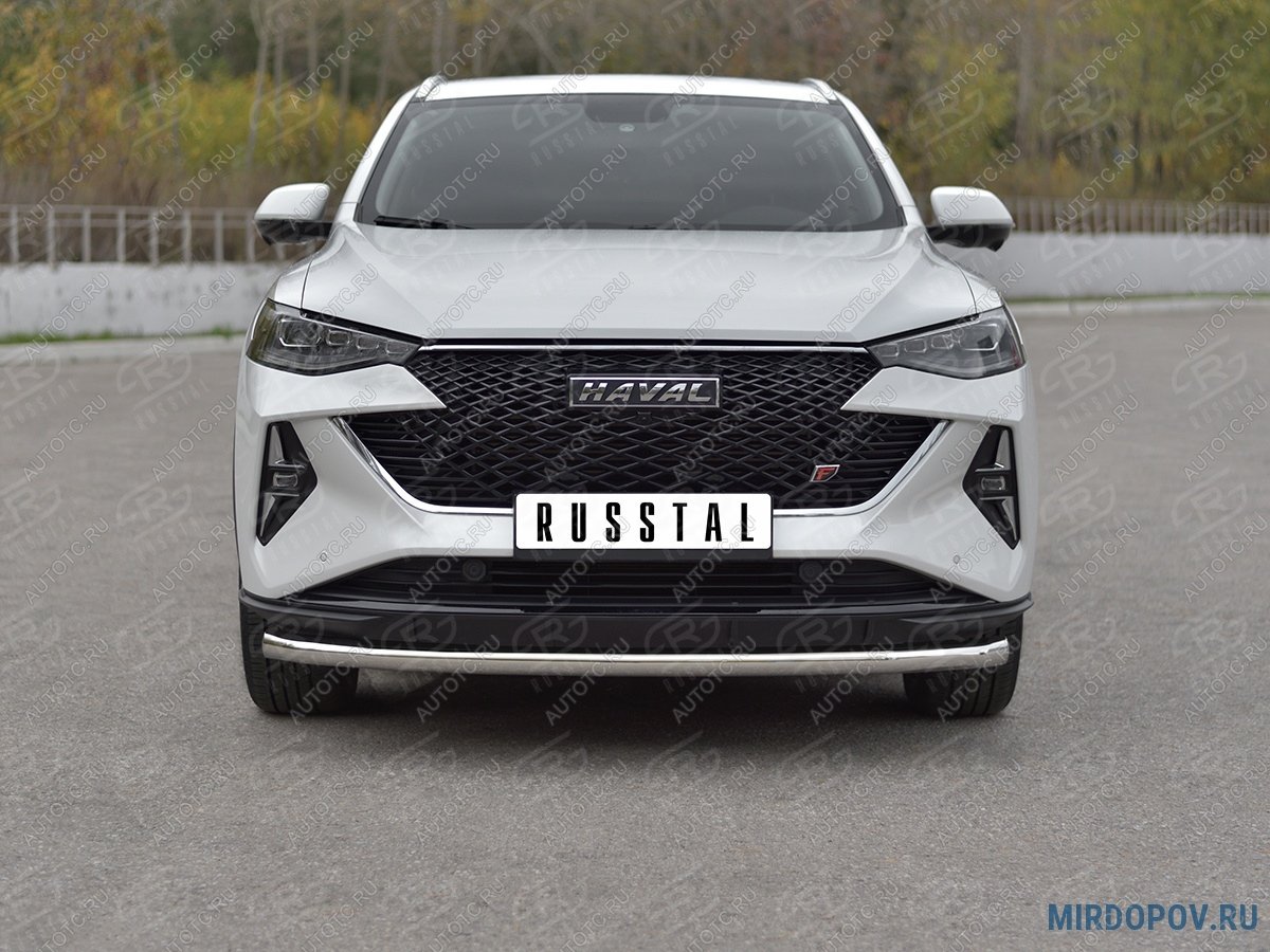 14 899 р. Защита переднего бампера d63 секции SLITKOFF  Haval F7x (2022-2024)  рестайлинг (серые)  с доставкой в г. Краснодар