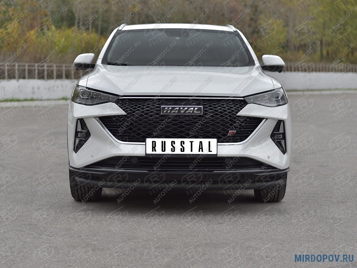 10 999 р. Защита переднего бампера d63 секции SLITKOFF  Haval F7x (2022-2024)  рестайлинг (черные)  с доставкой в г. Краснодар