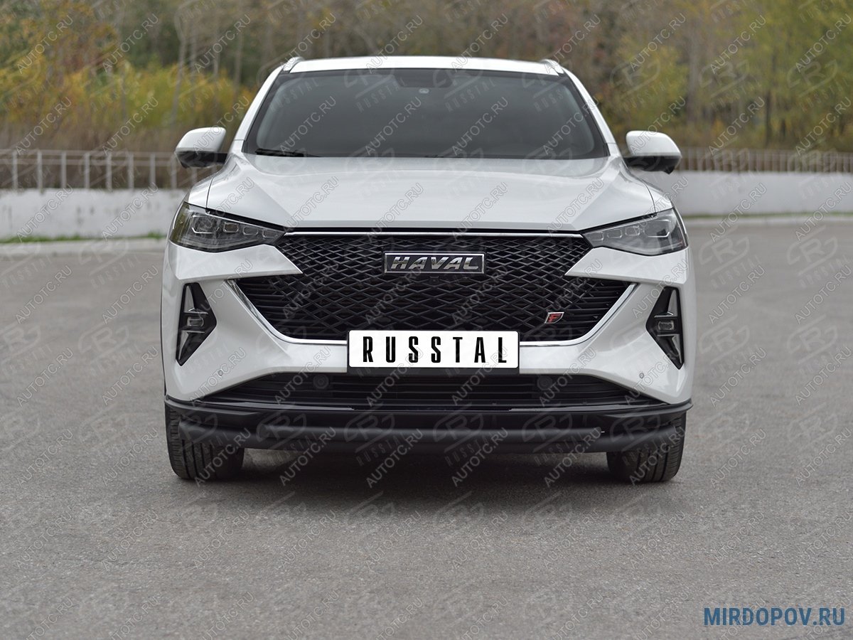 13 699 р. Защита переднего бампера d63*42 дуга SLITKOFF  Haval F7x (2022-2024)  рестайлинг (черные)  с доставкой в г. Краснодар