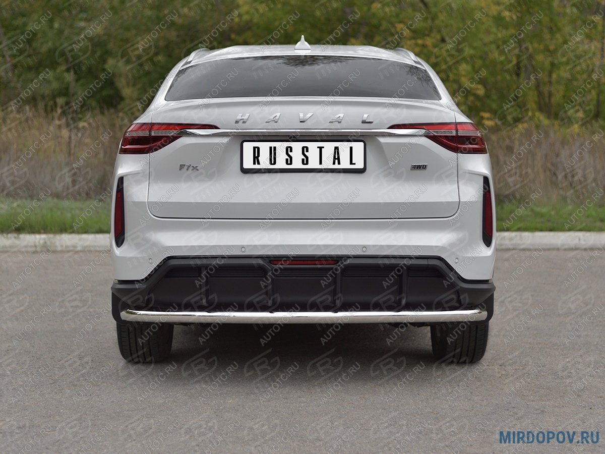 14 249 р. Защита заднего бампера d63 секции SLITKOFF  Haval F7x (2022-2024)  рестайлинг (серые)  с доставкой в г. Краснодар