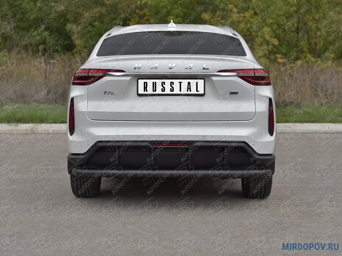 10 449 р. Защита заднего бампера d63 секции SLITKOFF  Haval F7x (2022-2024)  рестайлинг (черный)  с доставкой в г. Краснодар