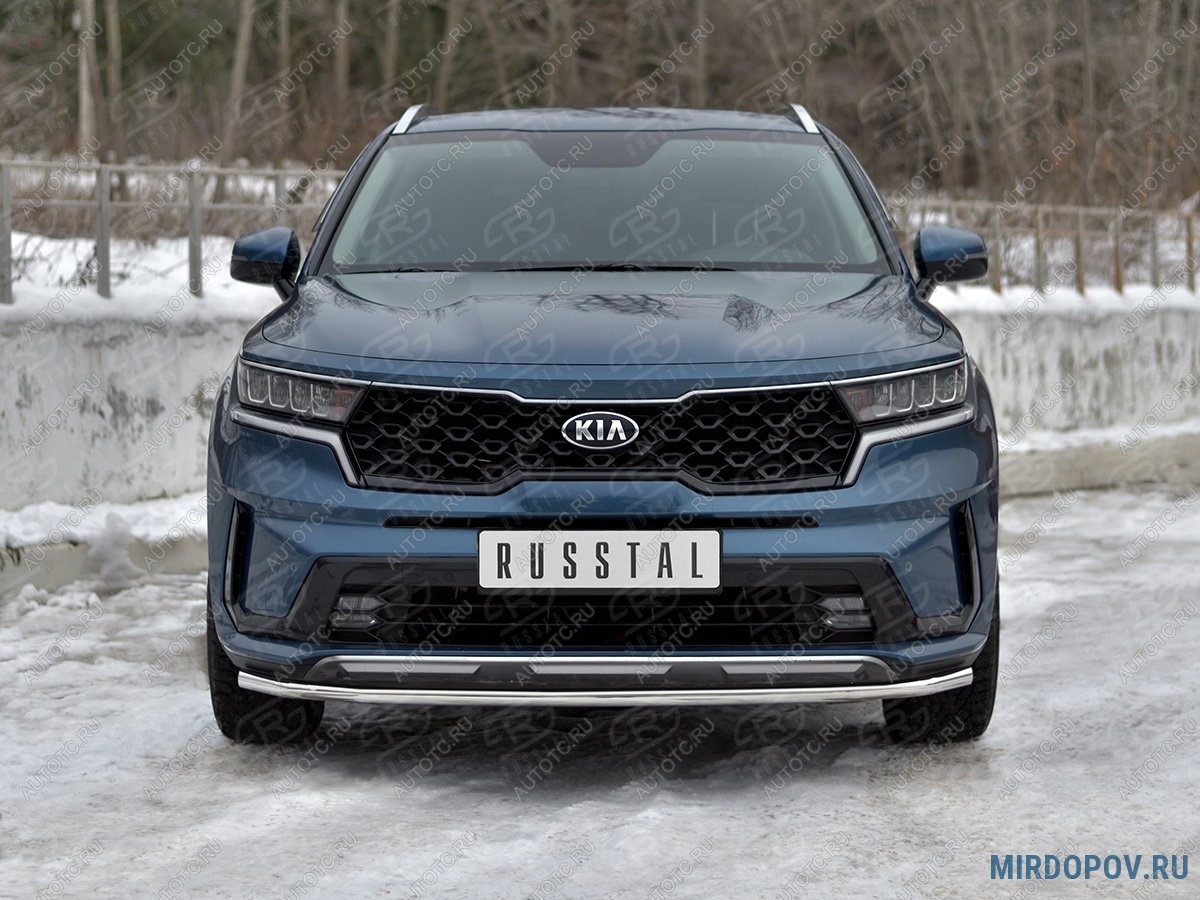 12 399 р. Защита переднего бампера d42 секции SLITKOFF  KIA Sorento  MQ4 (2020-2022) (нержавейка)  с доставкой в г. Краснодар