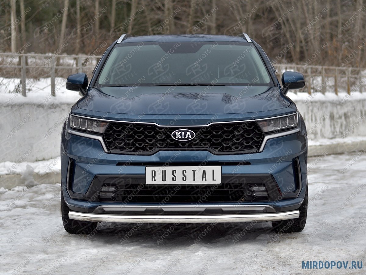 14 899 р. Защита переднего бампера d63 секции SLITKOFF  KIA Sorento  MQ4 (2020-2022) (нержавейка)  с доставкой в г. Краснодар