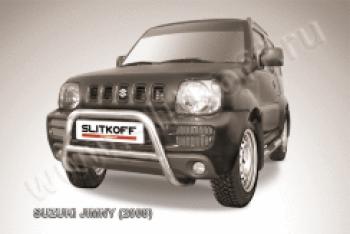 Защита переднего бампера кенгурятник d57 низкий Slitkoff Suzuki Jimny JB23/JB43 2-ой рестайлинг (2012-2018)