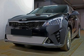 3 579 р. Защитная сетка в бампер (низ, ячейка 3х7 мм) Alfeco Стандарт  KIA Rio  X (2020-2024) рестайлинг (Хром)  с доставкой в г. Краснодар. Увеличить фотографию 3