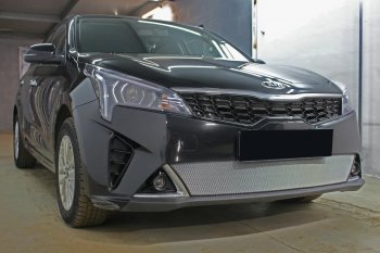 3 579 р. Защитная сетка в бампер (низ, ячейка 3х7 мм) Alfeco Стандарт  KIA Rio  X (2020-2024) рестайлинг (Хром)  с доставкой в г. Краснодар. Увеличить фотографию 4