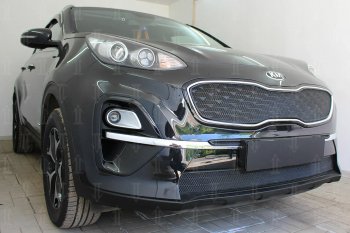 3 699 р. Защитная сетка в бампер (верх, ячейка 3х7 мм) Alfeco Стандарт  KIA Sportage  4 QL (2018-2022) рестайлинг (Чёрная)  с доставкой в г. Краснодар. Увеличить фотографию 4