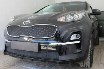 3 699 р. Защитная сетка в бампер (верх, ячейка 3х7 мм) Alfeco Стандарт  KIA Sportage  4 QL (2018-2022) рестайлинг (Чёрная)  с доставкой в г. Краснодар. Увеличить фотографию 5