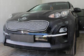 3 899 р. Защитная сетка в бампер (верх, ячейка 3х7 мм) Alfeco Стандарт  KIA Sportage  4 QL (2018-2022) рестайлинг (Хром)  с доставкой в г. Краснодар. Увеличить фотографию 5