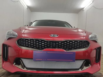 3 399 р. Защитная сетка в бампер (низ, ячейка 3х7 мм) Alfeco Стандарт  KIA Stinger (2017-2024) (Хром)  с доставкой в г. Краснодар. Увеличить фотографию 4