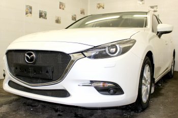 3 299 р. Защитная сетка в бампер (низ, ячейка 3х7 мм) Alfeco Стандарт Mazda 3/Axela BM рестайлинг, хэтчбэк (2016-2019) (Чёрная)  с доставкой в г. Краснодар. Увеличить фотографию 4