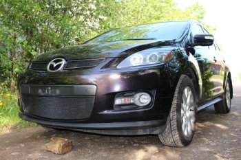 3 199 р. Защитная сетка в бампер (низ, ячейка 3х7 мм) Alfeco Стандарт Mazda CX-7 ER дорестайлинг (2006-2010) (Чёрная)  с доставкой в г. Краснодар. Увеличить фотографию 3