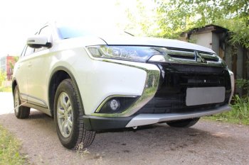 6 999 р. Защитная сетка в бампер (4 части, ячейка 3х7 мм) Alfeco Стандарт  Mitsubishi Outlander  GF (2015-2018) 2-ой рестайлинг (Чёрная)  с доставкой в г. Краснодар. Увеличить фотографию 3