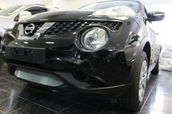 3 199 р. Защитная сетка в бампер (низ, ячейка 3х7 мм) Стрелка11 Стандарт Nissan Juke 1 YF15 рестайлинг (2014-2020) (Хром)  с доставкой в г. Краснодар. Увеличить фотографию 3