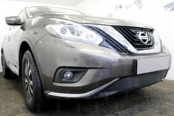 3 499 р. Защитная сетка в бампер (низ, ячейка 3х7 мм) Стрелка11 Стандарт Nissan Murano 3 Z52 дорестайлинг (2015-2022) (Чёрная)  с доставкой в г. Краснодар. Увеличить фотографию 4