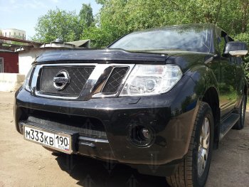 3 399 р. Защитная сетка в бампер (низ, ячейка 3х7 мм) Стрелка11 Стандарт Nissan Pathfinder R51 рестайлинг (2009-2014) (Чёрная)  с доставкой в г. Краснодар. Увеличить фотографию 2