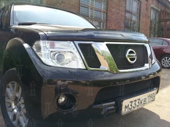 3 399 р. Защитная сетка в бампер (низ, ячейка 3х7 мм) Стрелка11 Стандарт Nissan Pathfinder R51 рестайлинг (2009-2014) (Чёрная)  с доставкой в г. Краснодар. Увеличить фотографию 3