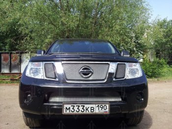 3 589 р. Защитная сетка в бампер (низ, ячейка 3х7 мм) Стрелка11 Стандарт Nissan Navara 2 D40 рестайлинг (2010-2016) (Хром)  с доставкой в г. Краснодар. Увеличить фотографию 4