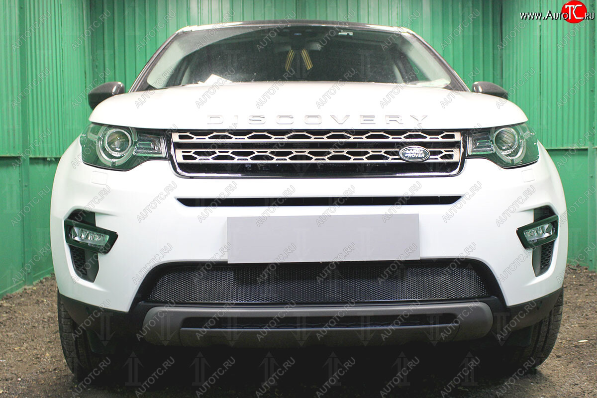 4 499 р. Защитная сетка в бампер (низ, ячейка 4х10 мм) Alfeco Премиум Land Rover Discovery Sport L550 дорестайлинг (2014-2019) (Чёрная)  с доставкой в г. Краснодар